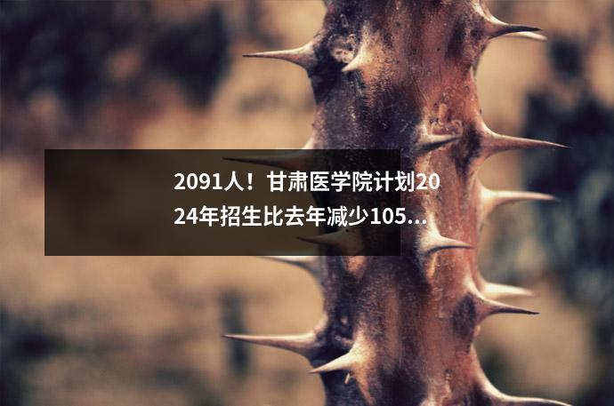 2091人!甘肃医学院计划2024年招生比去年减少105人,排名2023年