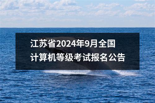 江苏省2024年9月全国计算机等级考试报名公告