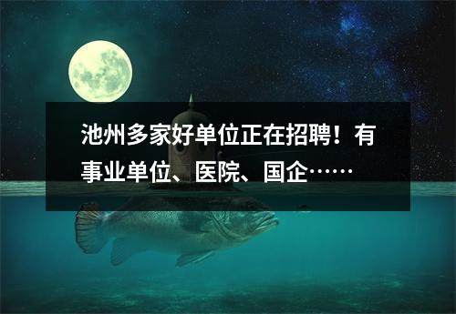 池州多家好单位正在招聘!有事业单位、医院、国企……
