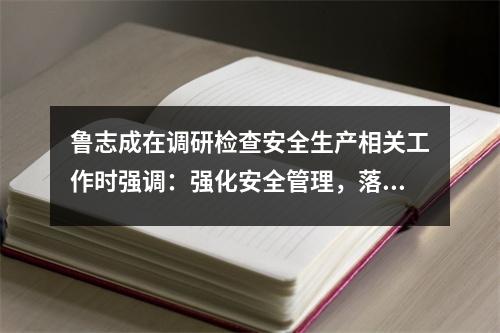 鲁志成在调研检查安全生产相关工作时强调:强化安全管理,落实预防措施,努力建设更高水平的平安沉阳