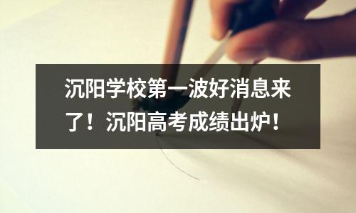 沉阳学校第一波好消息来了!沉阳高考成绩出炉!