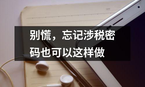 别慌,忘记涉税密码也可以这样做