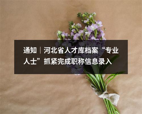 通知|河北省人才库档案“专业人士”抓紧完成职称信息录入