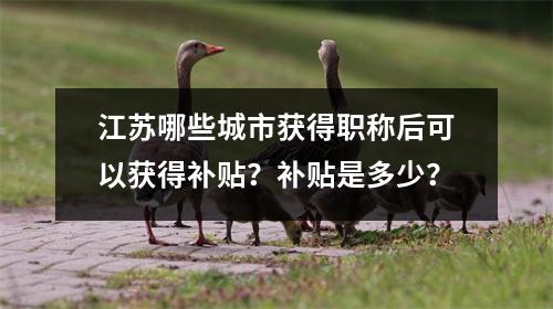 江苏哪些城市获得职称后可以获得补贴?补贴是多少?