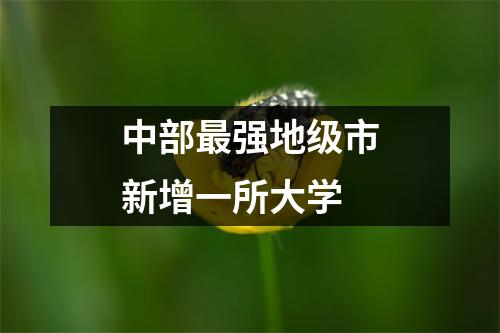 中部最强地级市新增一所大学