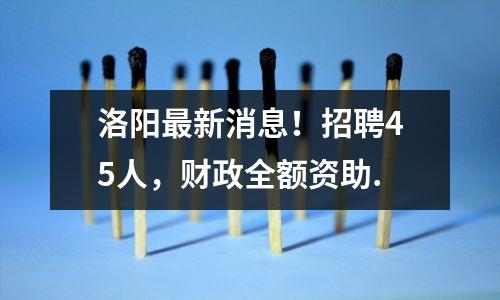 洛阳最新消息!招聘45人,财政全额资助.