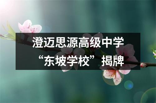 澄迈思源高级中学“东坡学校”揭牌