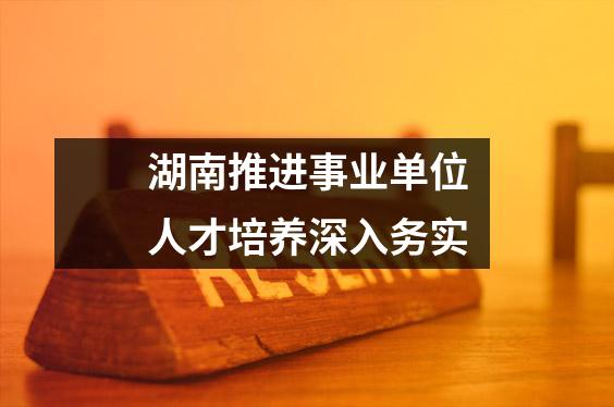 湖南推进事业单位人才培养深入务实