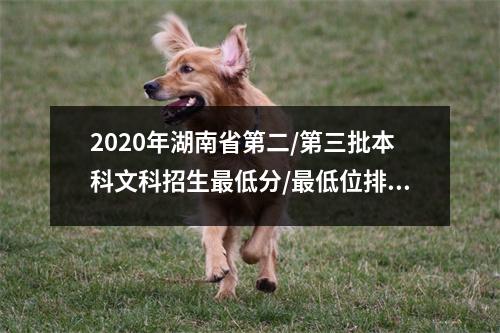 2020年湖南省第二/第三批本科文科招生最低分/最低位排名