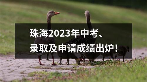 珠海2023年中考、录取及申请成绩出炉!
