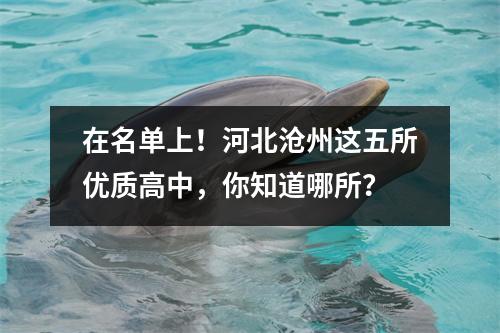 在名单上!河北沧州这五所优质高中,你知道哪所?