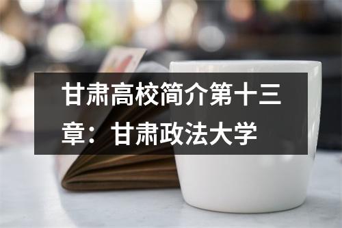 甘肃高校简介第十三章:甘肃政法大学