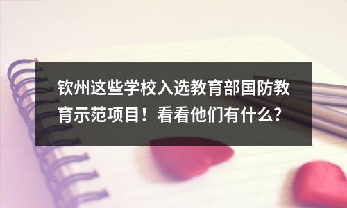钦州这些学校入选教育部国防教育示范项目!看看他们有什么?