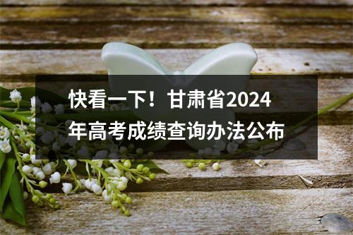 快看一下!甘肃省2024年高考成绩查询办法公布