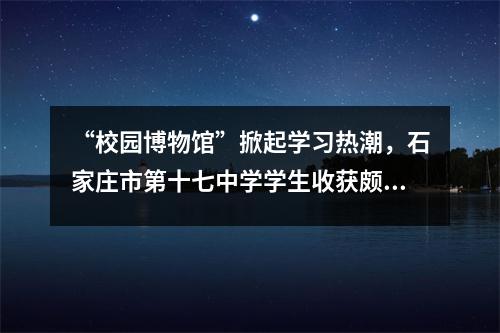 “校园博物馆”掀起学习热潮,石家庄市第十七中学学生收获颇丰