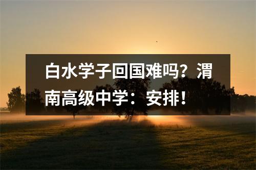 白水学子回国难吗?渭南高级中学:安排!