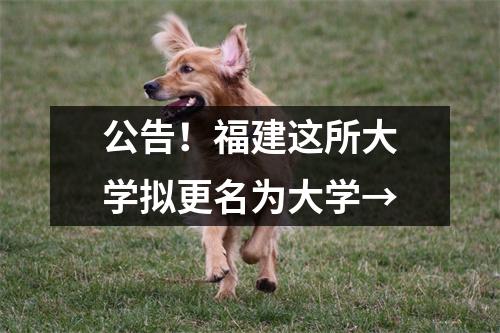 公告!福建这所大学拟更名为大学→