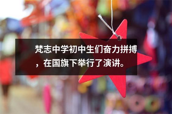 梵志中学初中生们奋力拼搏,在国旗下举行了演讲。
