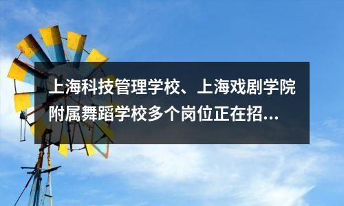 上海科技管理学校、上海戏剧学院附属舞蹈学校多个岗位正在招聘。立即注册。