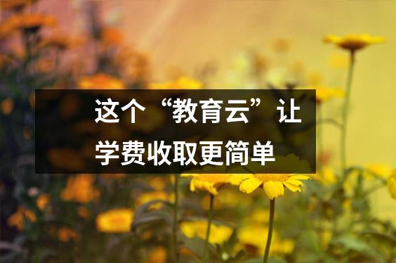 这个“教育云”让学费收取更简单
