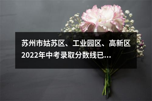苏州市姑苏区、工业园区、高新区2022年中考录取分数线已出炉