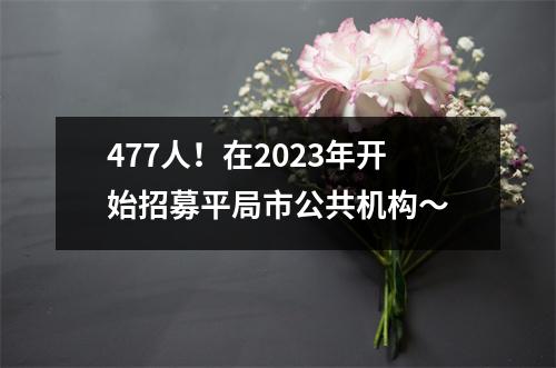 477人！在2023年开始招募平局市公共机构〜