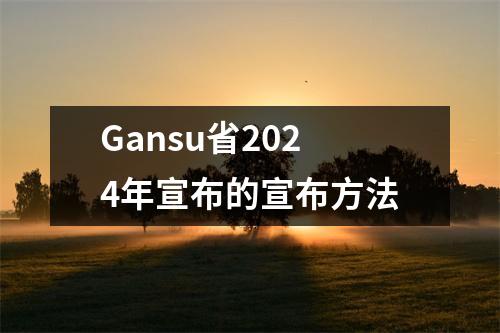 Gansu省2024年宣布的宣布方法