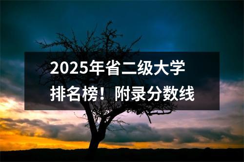 2025年省二级大学排名榜!附录分数线