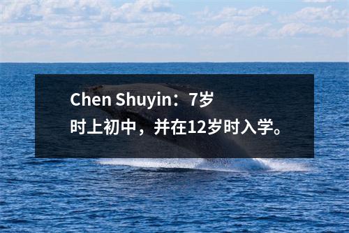 Chen Shuyin:7岁时上初中,并在12岁时入学。