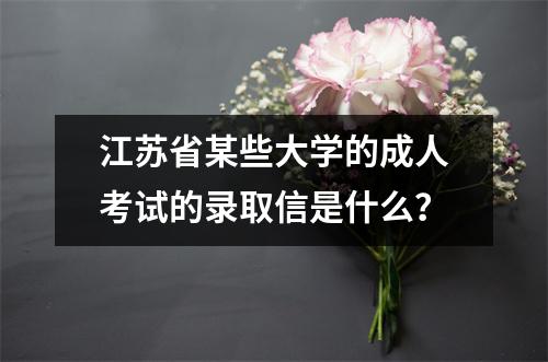 江苏省某些大学的成人考试的录取信是什么?