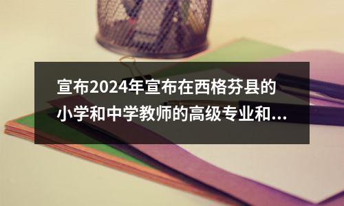 宣布2024年宣布在西格芬县的小学和中学教师的高级专业和技术职位。