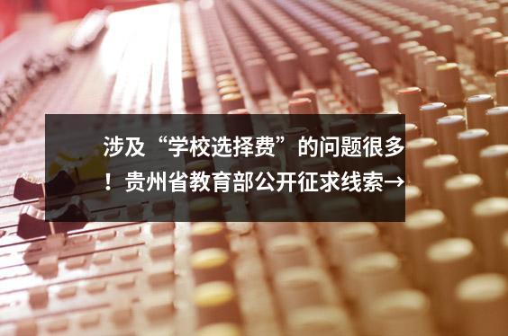 涉及“学校选择费”的问题很多！贵州省教育部公开征求线索→