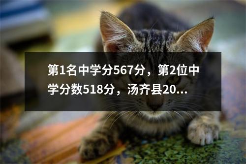 第1名中学分567分，第2位中学分数518分，汤齐县2021年宣布的一般高中入学分数