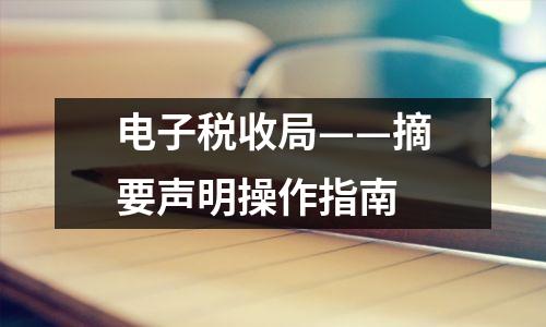 电子税收局——摘要声明操作指南