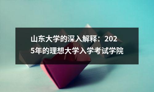 山东大学的深入解释:2025年的理想大学入学考试学院