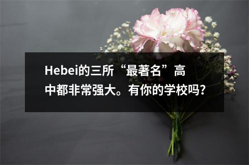 Hebei的三所“最著名”高中都非常强大。有你的学校吗?