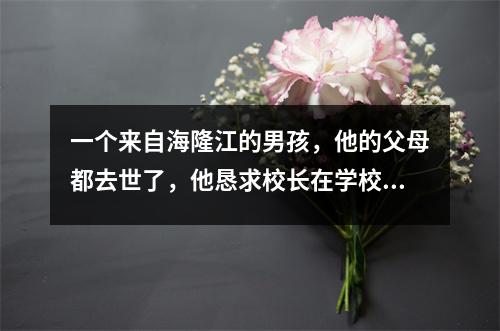 一个来自海隆江的男孩,他的父母都去世了,他恳求校长在学校支持他。出乎意料的是,结局是泪流满面的